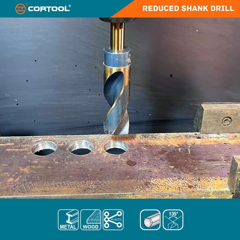 Cortool 7/8 Inch Drill Bit | Reduced Shank High Speed Steel | 7/8 Drill Bit for Metal and Steel | HSS M2 Black & Gold Drill Bits with 1/2" Shank - Image 3
